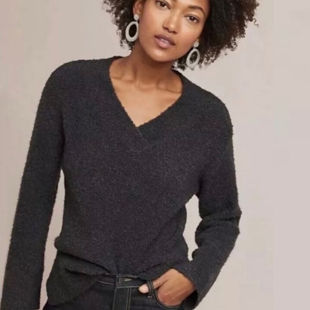 Anthropologie Alpaca Merino Wool Simone Sweater Grey Size XXS Petite Knit Boho‎